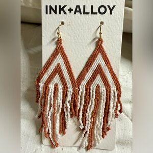 INK+ALLOY Handmade Chevron Beaded Fringe Earrings – Texas Longhorn Colors